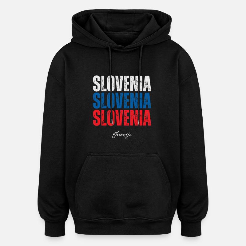 Drapeau de la Slovénie, fierté slovène - Sweat à capuche oversize unisexe - noir