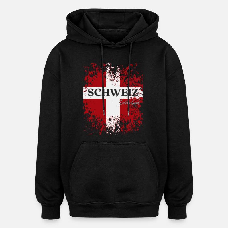 Flagge der Schweiz, Schweizer Stolz - Oversized Unisex Hoodie - Schwarz