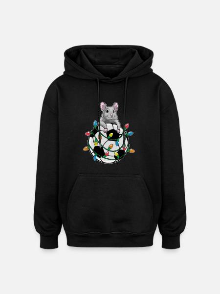 Mouse Christmas Football - Oversized Unisex Hoodie - black