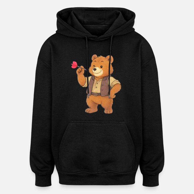 Ours jouant aux fléchettes - Sweat à capuche oversize unisexe - noir