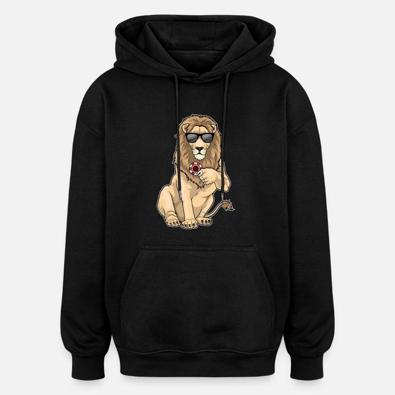 Lion Poker Jetons de poker - Sweat à capuche oversize unisexe - noir