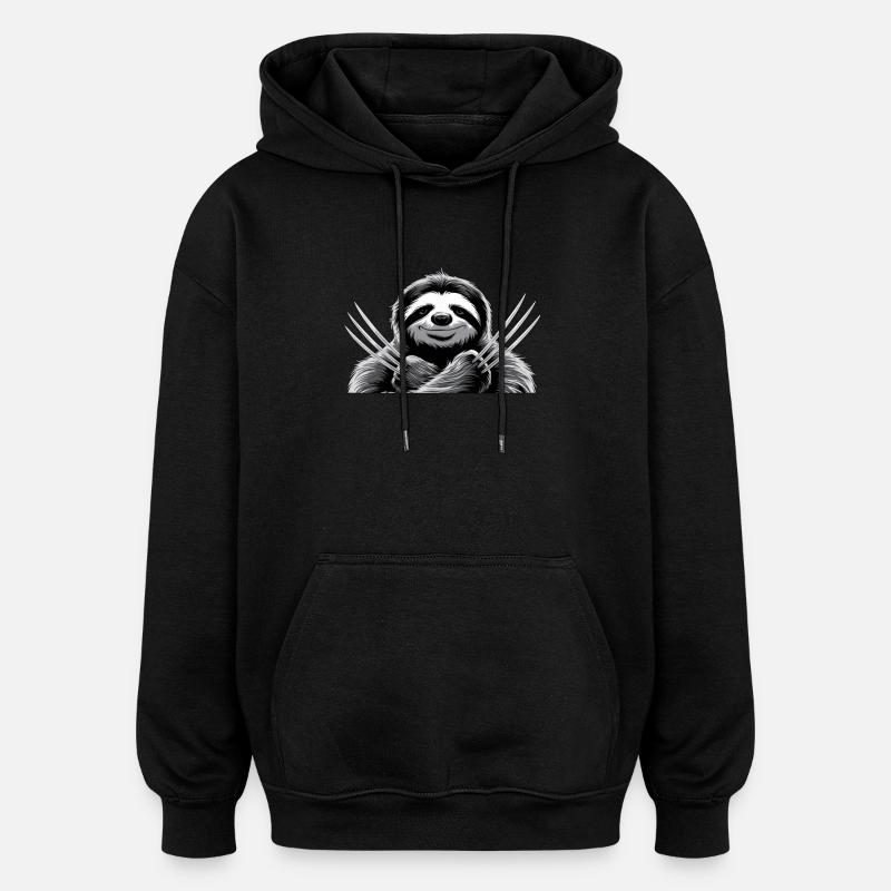 Super-héros paresseux - Sweat à capuche oversize unisexe - noir