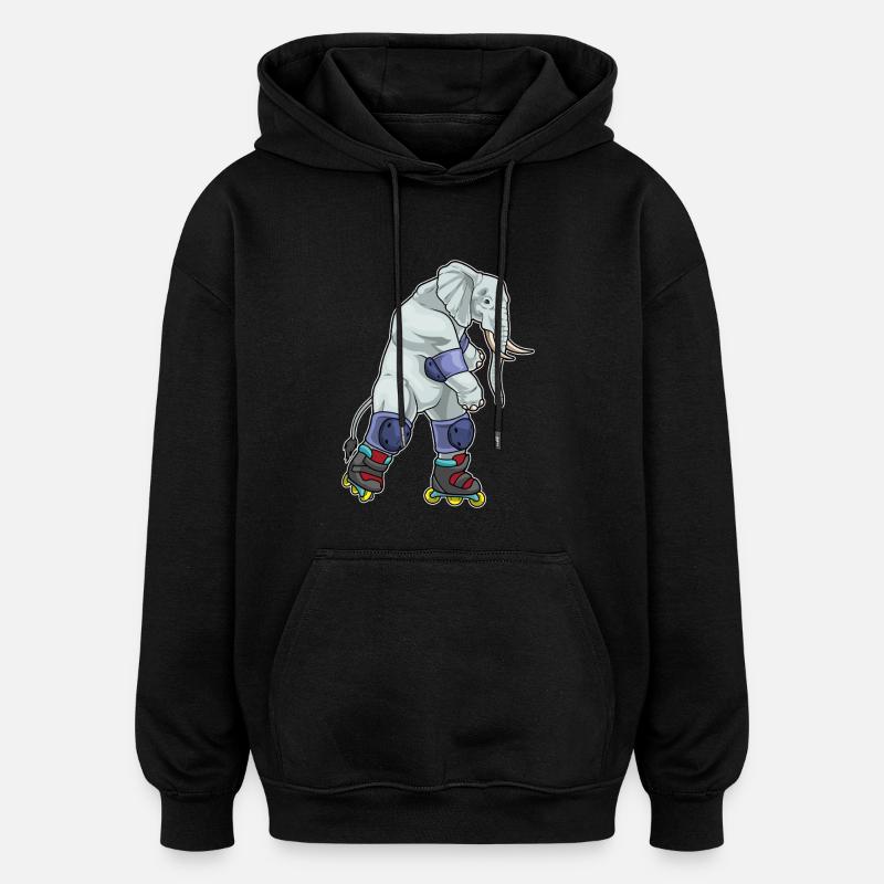 Elefant Inline skating Inline skates - Oversized Unisex Hoodie - black
