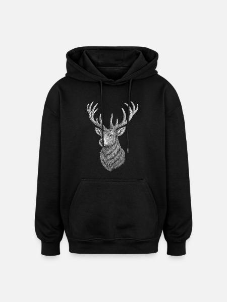 Deer - Oversized Unisex Hoodie - black