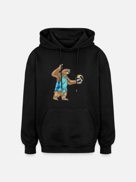 Sloth Volleyball Player Volleyball - Oversized Unisex Hoodie - black