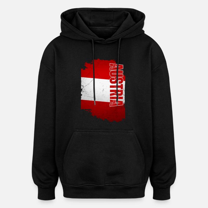 Vertical Austrian flag, Austrian pride - Oversized Unisex Hoodie - black