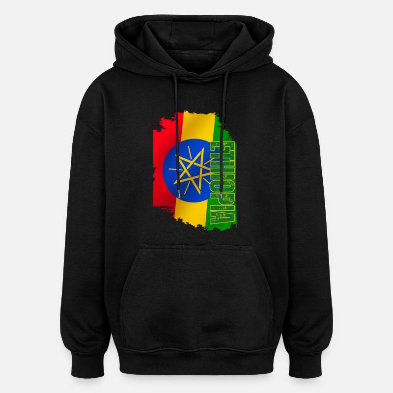 Drapeau de l’Éthiopie vertical, J’aime l’Éthiopie - Sweat à capuche oversize unisexe - noir