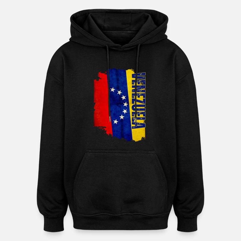Drapeau vénézuélien vertical, j’aime le Venezuela - Sweat à capuche oversize unisexe - noir