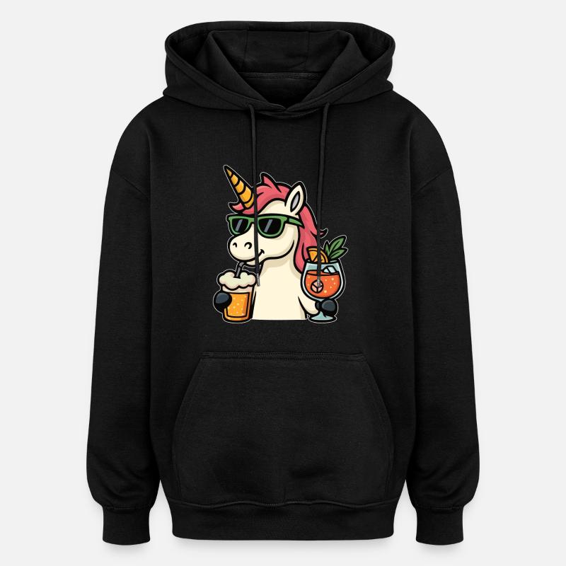 Einhorn trinken - Oversized Unisex Hoodie - Schwarz