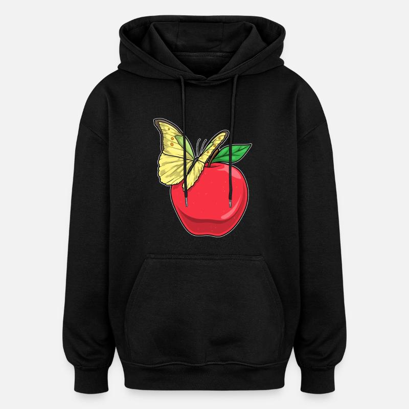 Papillon Pomme Fruit - Sweat à capuche oversize unisexe - noir