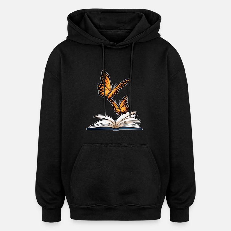Livre Papillon - Sweat à capuche oversize unisexe - noir