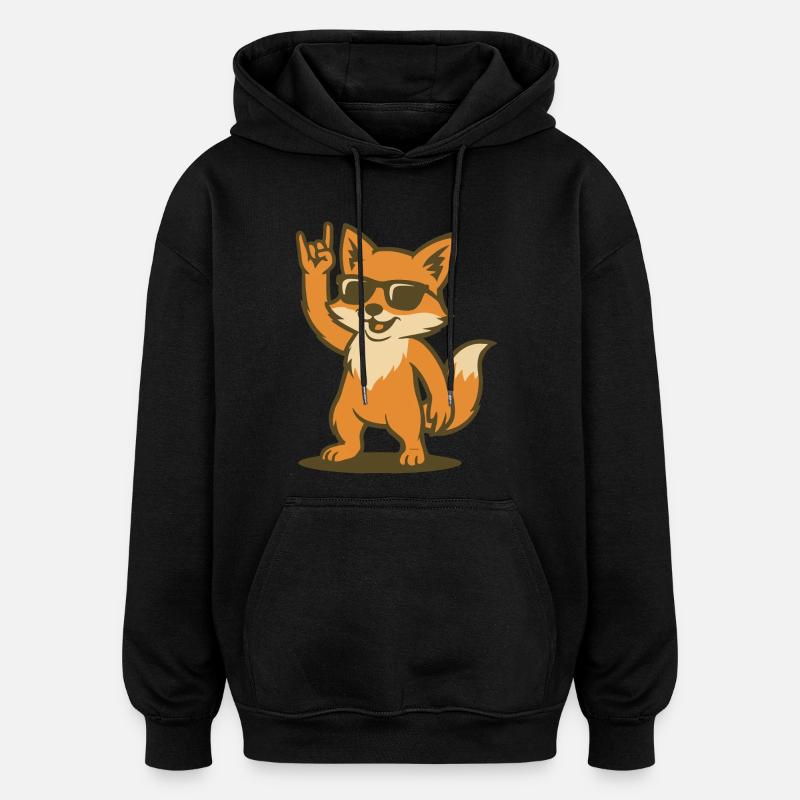 Renard en feu - Sweat à capuche oversize unisexe - noir