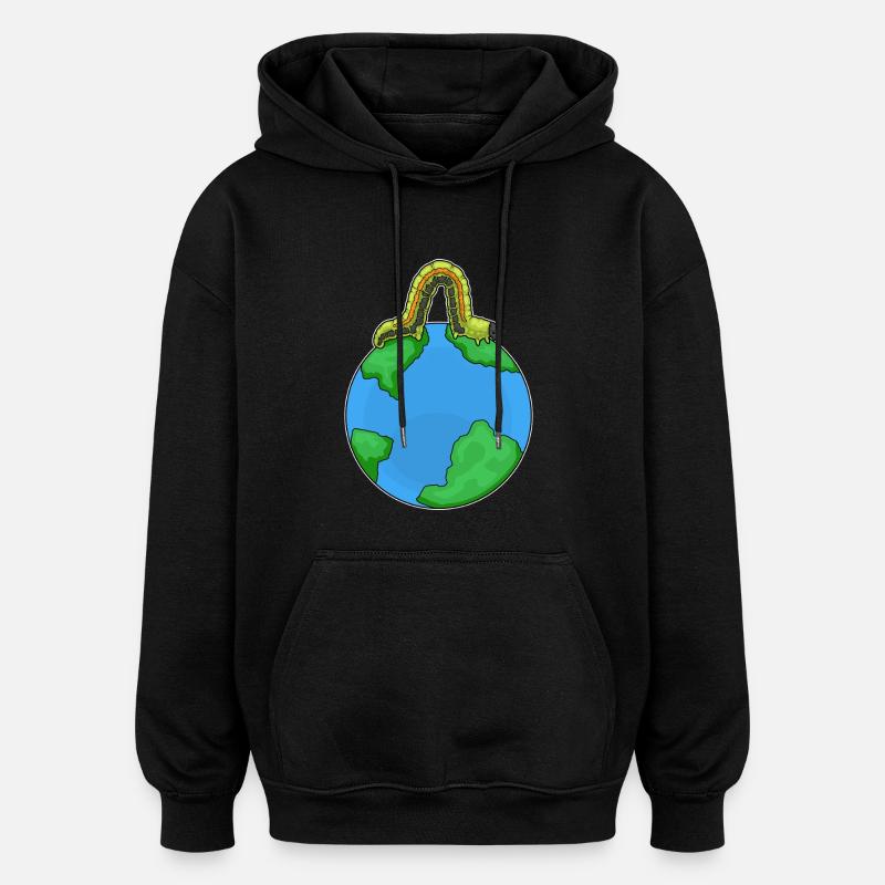 Chenille Terre - Sweat à capuche oversize unisexe - noir