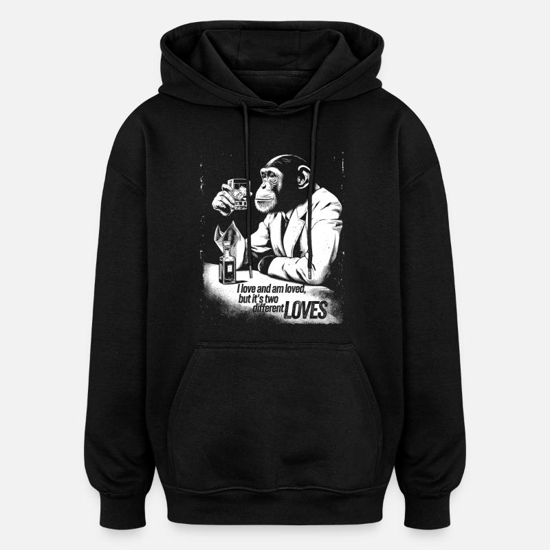 Conception sophistiquée de Monkey Cheers - Sweat à capuche oversize unisexe - noir