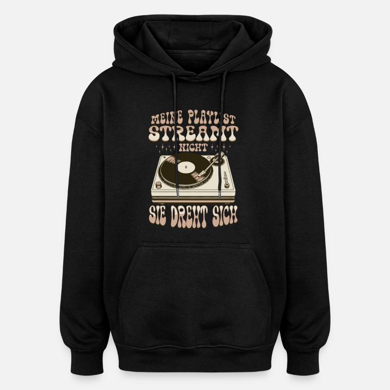 T-shirt pour platine vinyle Schallplatten - Sweat à capuche oversize unisexe - noir