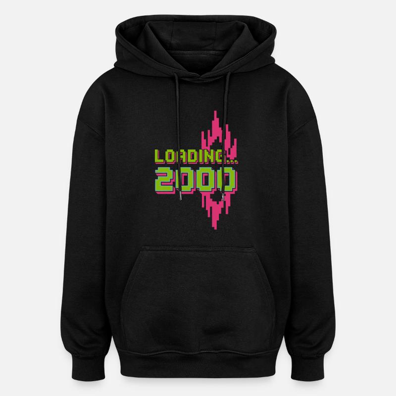Retro Pixel Loading 2000 Design - Oversized Unisex Hoodie - Schwarz