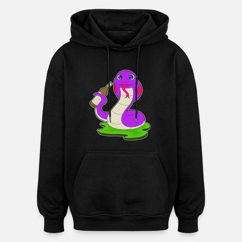 Bouteille de bière Snake - Sweat à capuche oversize unisexe - noir