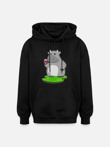 Vin rouge de vache - Sweat à capuche oversize unisexe - noir