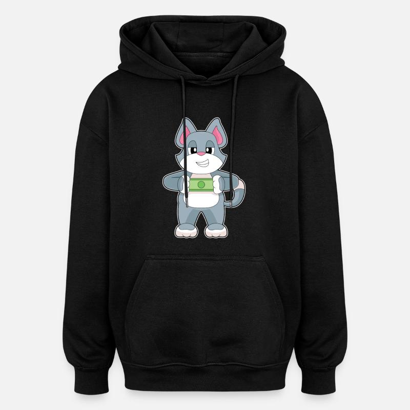 Billet de banque chat - Sweat à capuche oversize unisexe - noir