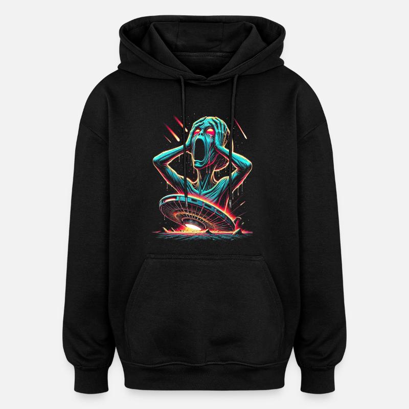 néon science-fiction horreur Halloween illustration - Sweat à capuche oversize unisexe - noir