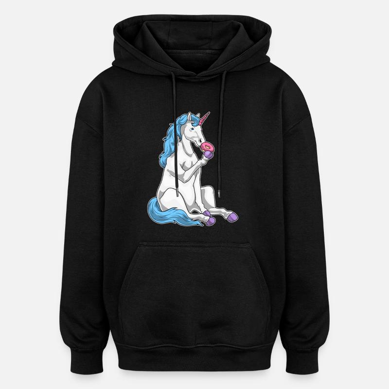 Einhorn Donut - Oversized Unisex Hoodie - Schwarz