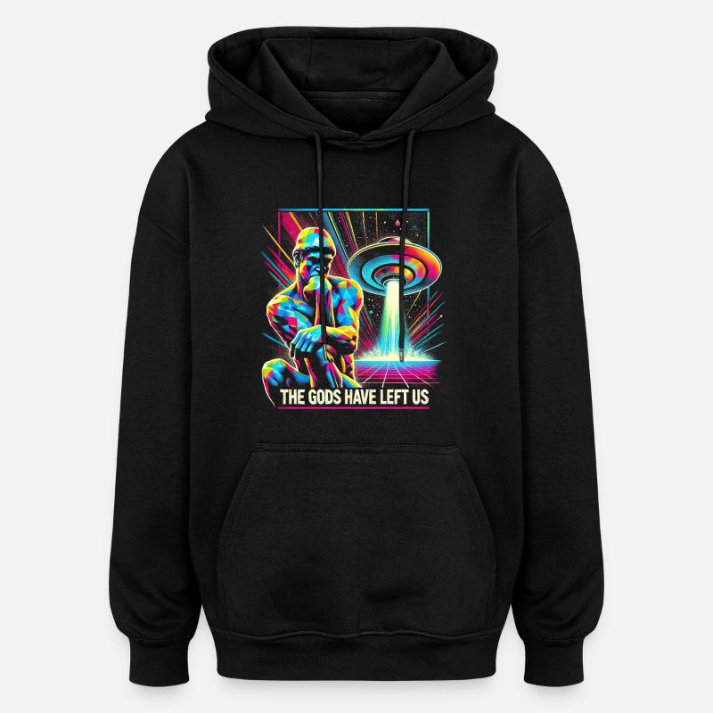 Psychedelische Alien-Invader-Kunst - Oversized Unisex Hoodie - Schwarz
