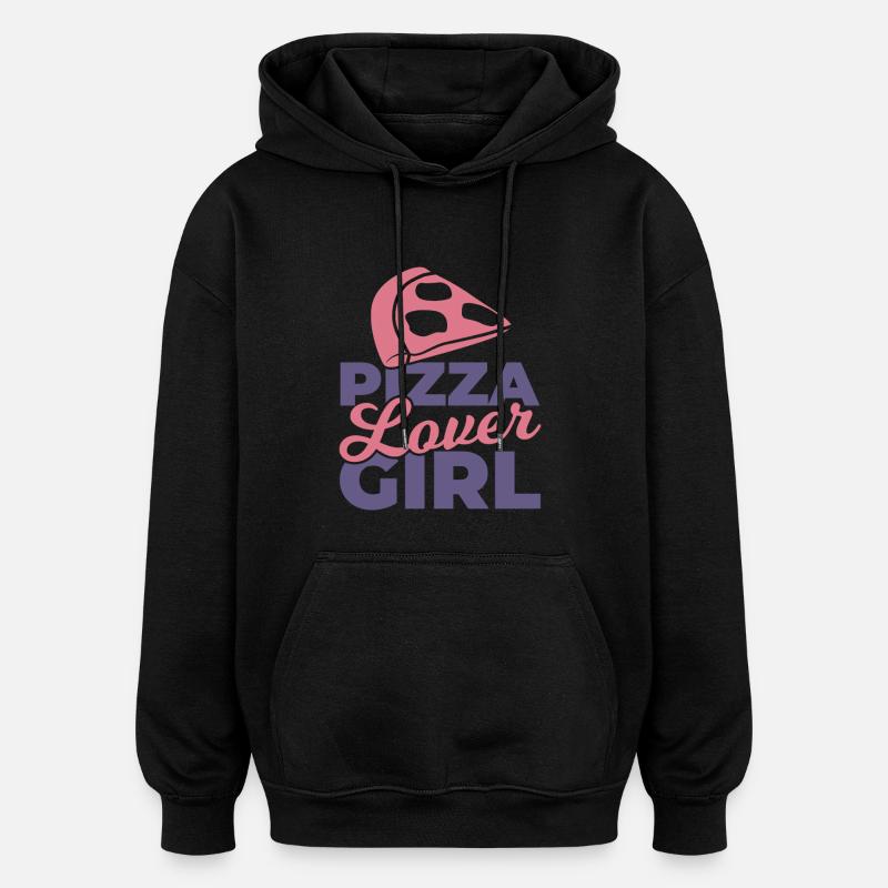 Mädchen das Pizza liebt - Oversized Unisex Hoodie - Schwarz