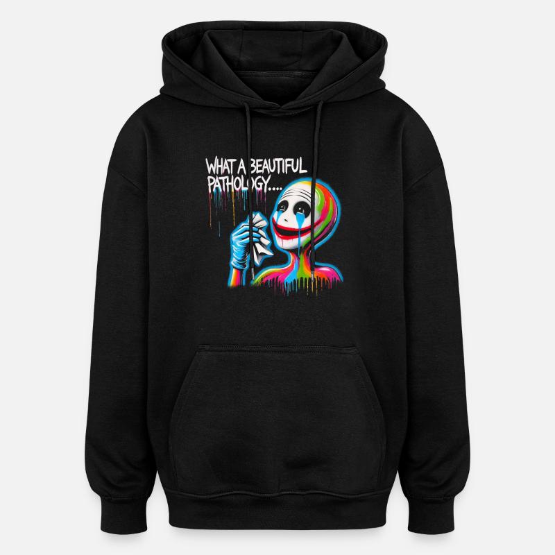 Clown arc-en-ciel endossant la pathologie - Sweat à capuche oversize unisexe - noir
