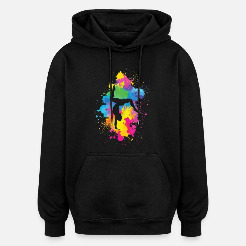 Akrobatiek mit Farbexplosion - Oversized Unisex Hoodie - Schwarz