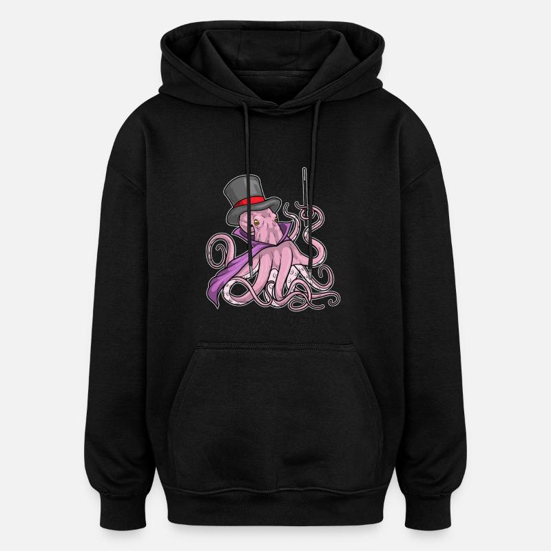 Octopus Wizard Wand - Oversized Unisex Hoodie - black