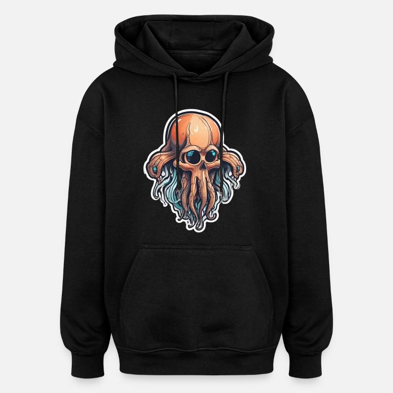 Eco-Friendly Squid Skull - Oversized Unisex Hoodie - black