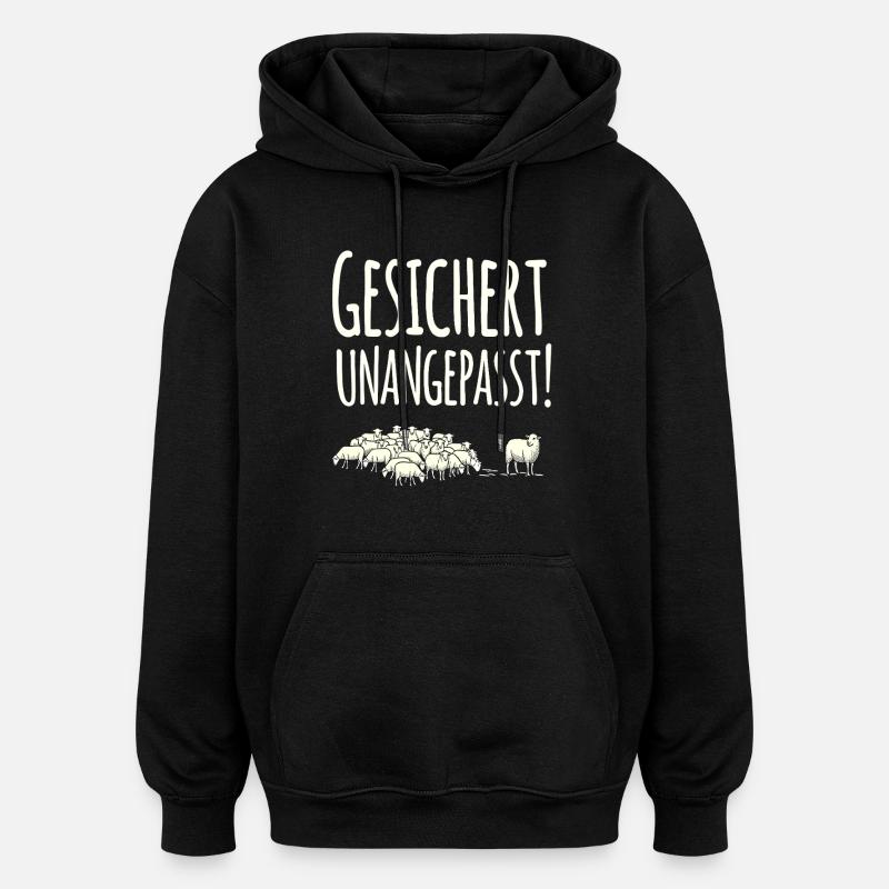 Secured non-conformist sheep herd - Oversized Unisex Hoodie - black