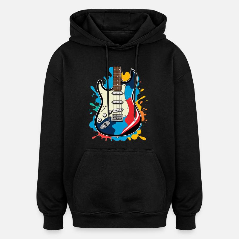 Illustration créative de guitare électrique - Sweat à capuche oversize unisexe - noir
