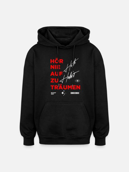 Motivational Trend Graphic Print Design - Oversized Unisex Hoodie - black