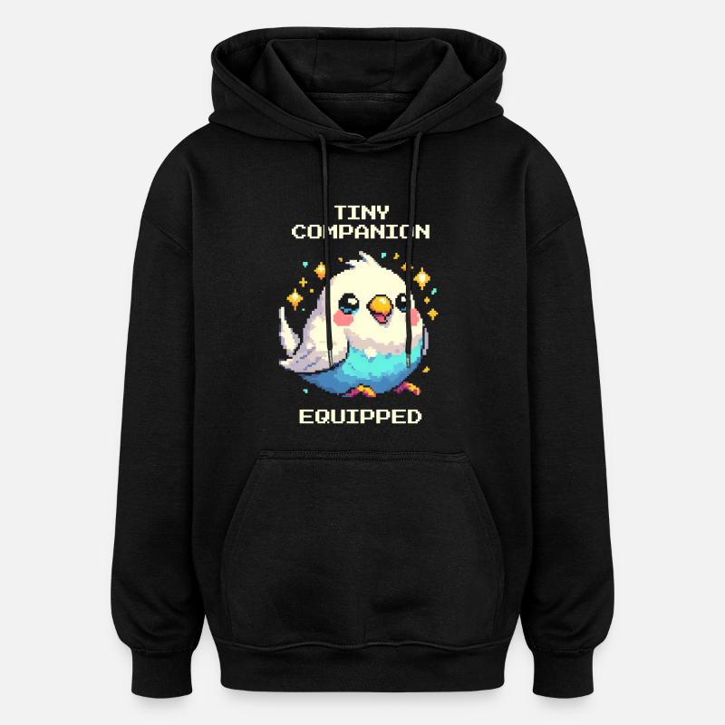 Petit compagnon équipé | Perruche - Sweat à capuche oversize unisexe - noir