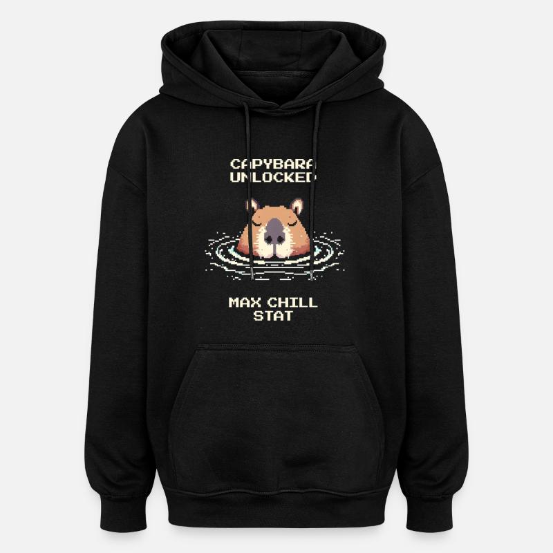 Capybara débloqué – Max Chill | Mème - Sweat à capuche oversize unisexe - noir