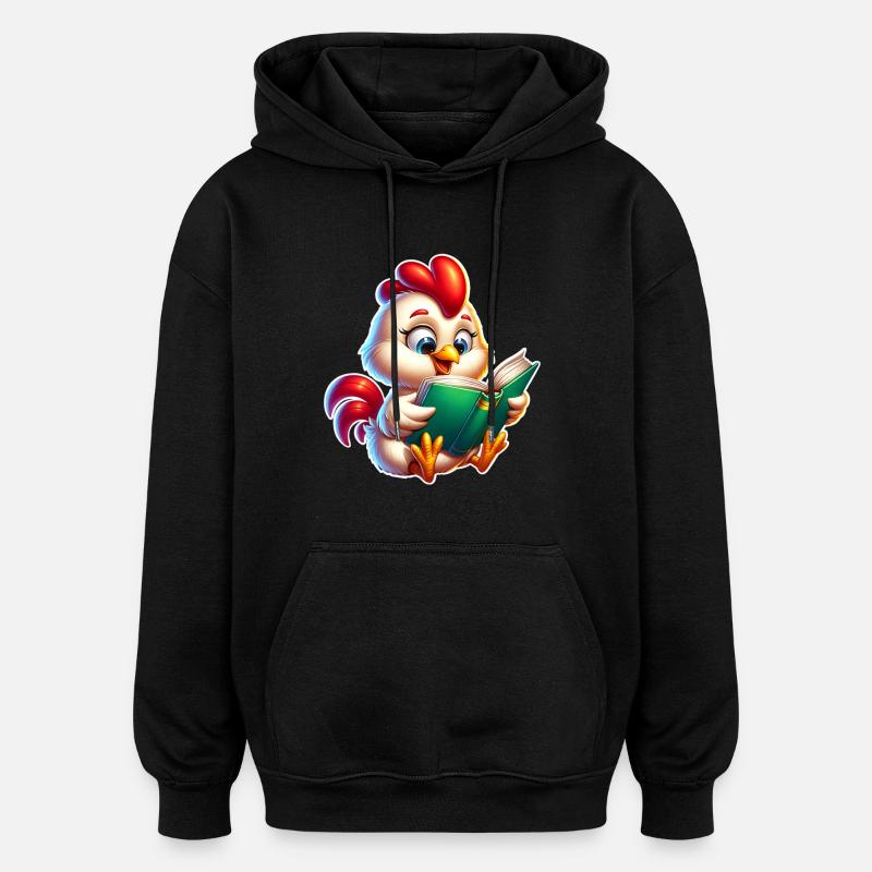 Huhn Buch Lesen - Oversized Unisex Hoodie - Schwarz