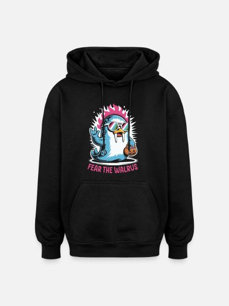 Walrus Punk Rocker Halloween - Oversized Unisex Hoodie - black