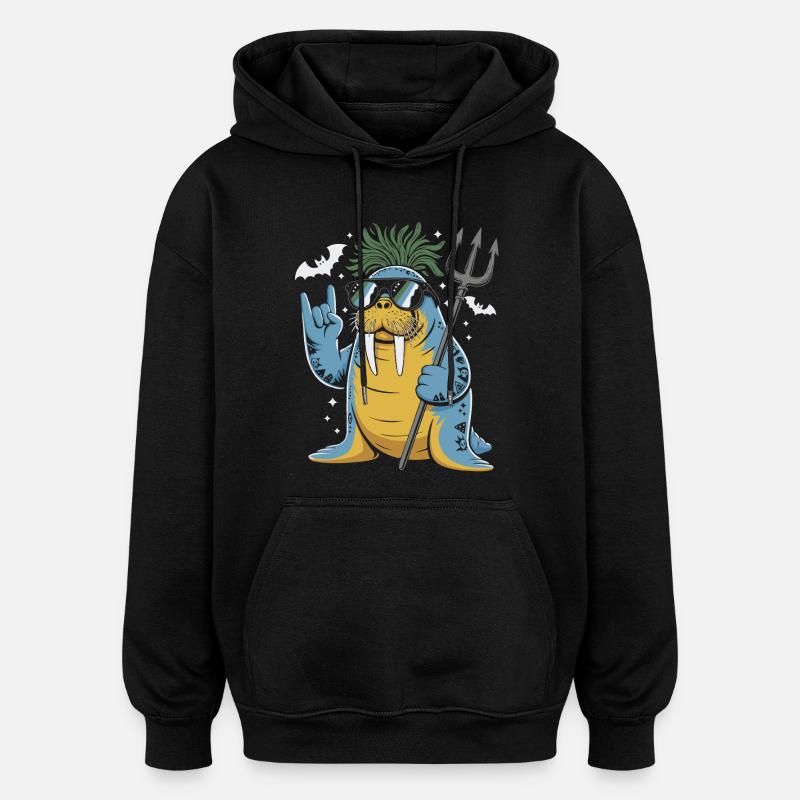 Walrus Punk Rocker Halloween - Sweat à capuche oversize unisexe - noir