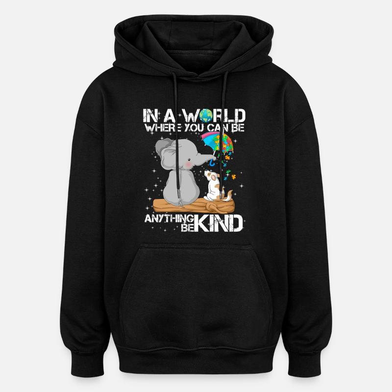 Sensibilisation à l’autisme Chien éléphant - Sweat à capuche oversize unisexe - noir