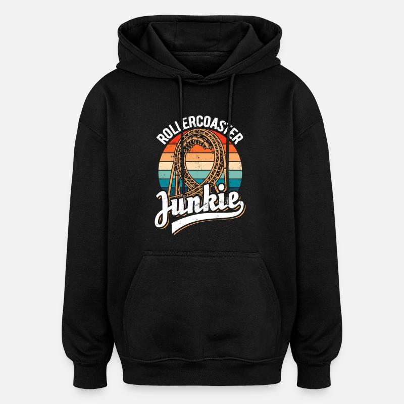 Rollercoaster Junkie - Roller Coaster - Boucle - Sweat à capuche oversize unisexe - noir
