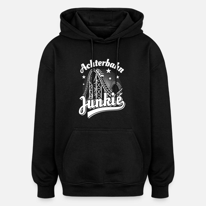 Achterbahn Junkie - Freizeitpark - Looping - Oversized Unisex Hoodie - Schwarz