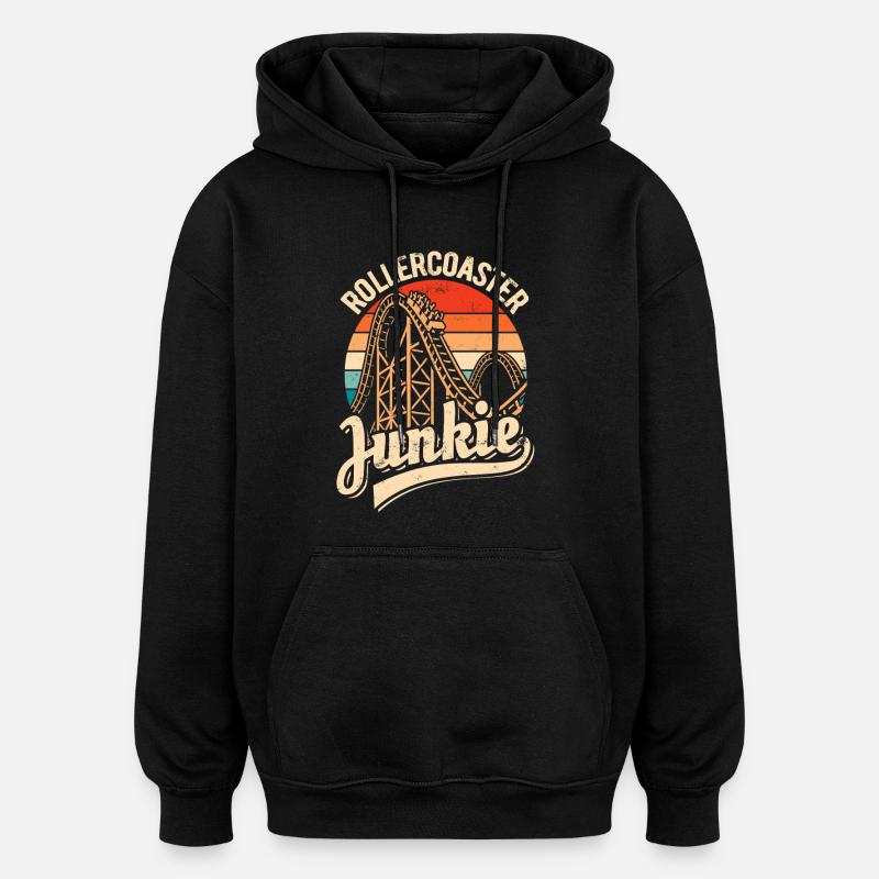 Rollercoaster Junkie - Roller Coaster - Loop - Oversized Unisex Hoodie - black