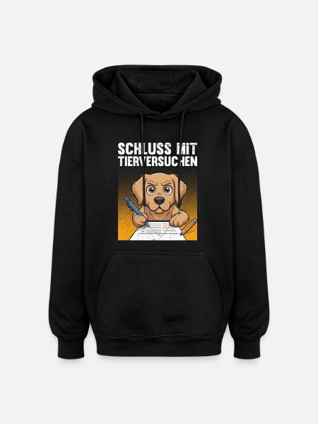Animal welfare STOP ANIMAL TESTING FUNNY - Oversized Unisex Hoodie - black