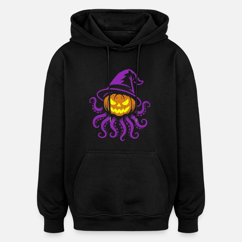 Octopumpkin - Citrouille effrayante avec des tentacules - Sweat à capuche oversize unisexe - noir