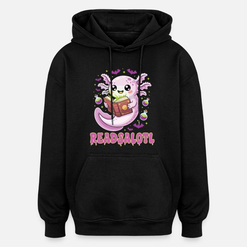 Halloween Readsalotl Axolotl Lecture - Sweat à capuche oversize unisexe - noir