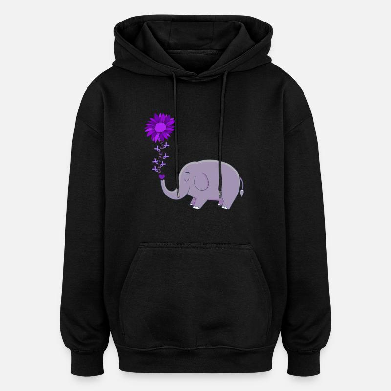 Mignon éléphant fleur magie - Sweat à capuche oversize unisexe - noir
