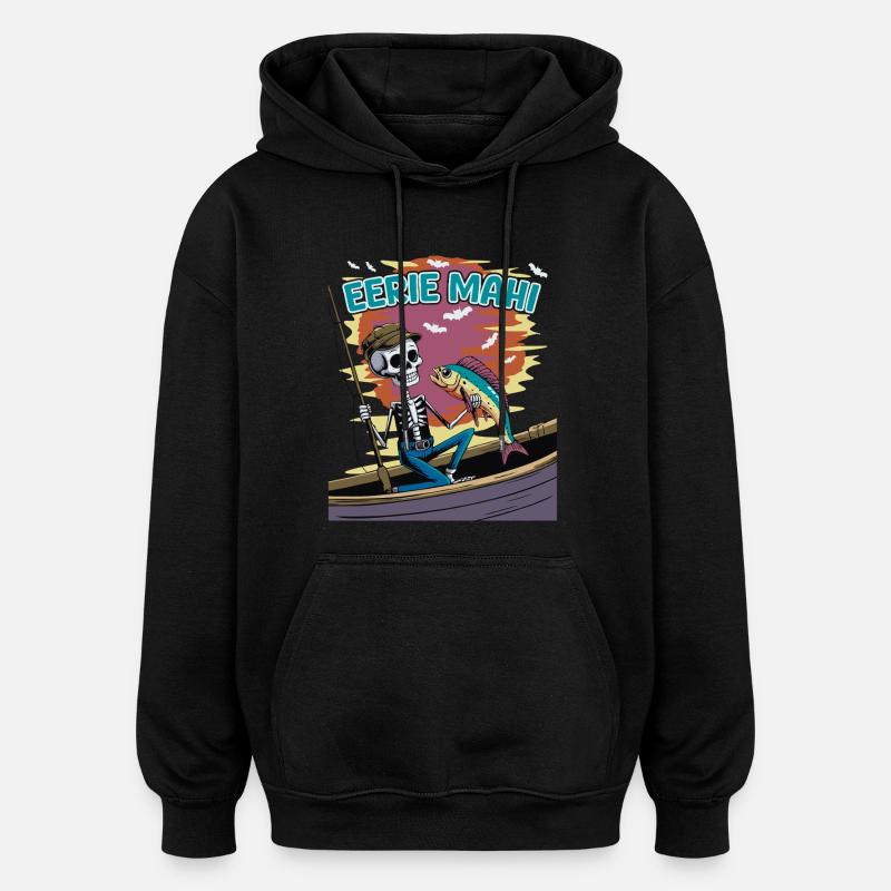 Creative skeleton angler dolphinfish Mahimahi - Oversized Unisex Hoodie - black