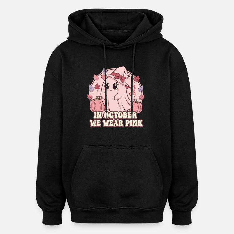 Motif d'Halloween rose automnal - Sweat à capuche oversize unisexe - noir