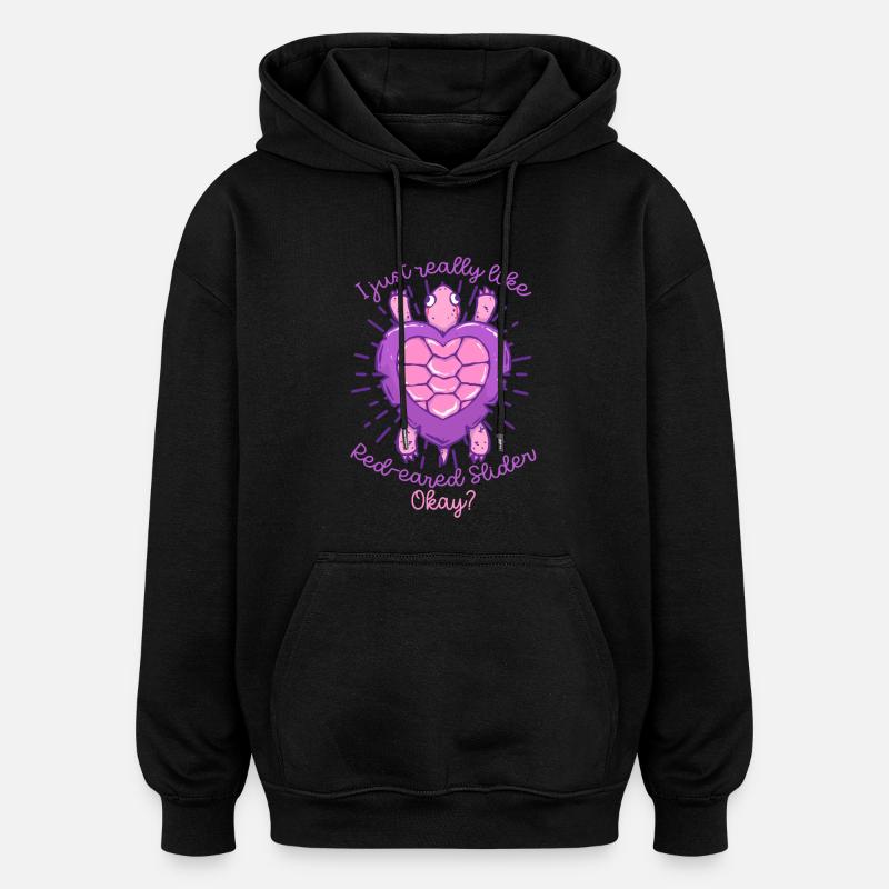 Tortue à oreilles rouges - Sweat à capuche oversize unisexe - noir
